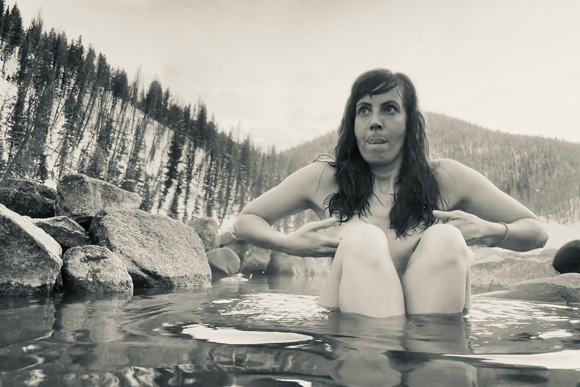 Emma in a hot spring